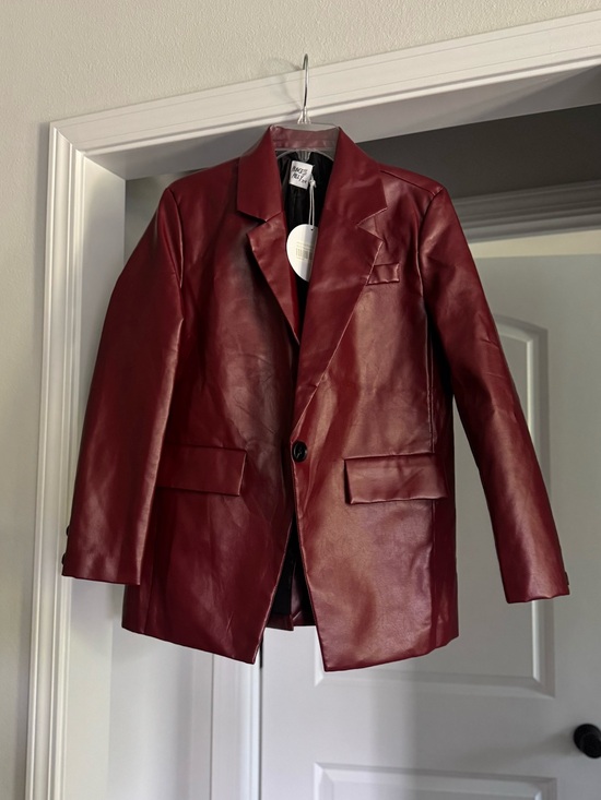 Princess Polly Jackets & Blazers - Princess Polly Woman’s Burgundy Leather Blazer Jacket